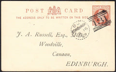 88663 - EDINBURGH DOTTED CIRCLE/½d BROWN POSTCARD. 1879 ½d...