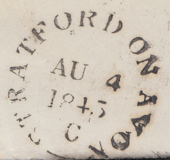 88700 - PL.55 (TG)(SG8) ON COVER. 1845 letter Stratford on Avon to...