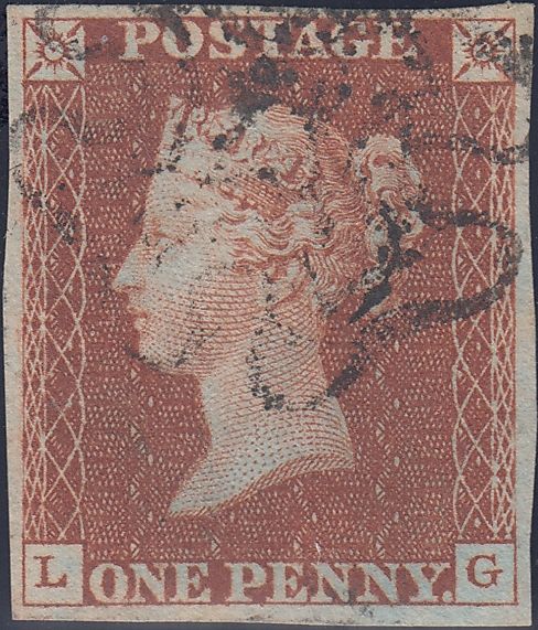 88712 - 1841 1D RED PL.8 (SG7)(LG). Fine used 1841 1d red pl. 8 (SG7) lettered LG