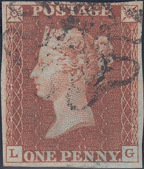 88712 - 1841 1D RED PL.8 (SG7)(LG). Fine used 1841 1d red pl. 8 (SG7) lettered LG