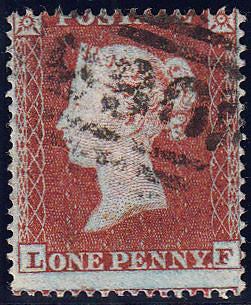 88821 - PL.195 (LF)(SG17). Good used 1854 1d pl.195 lette...