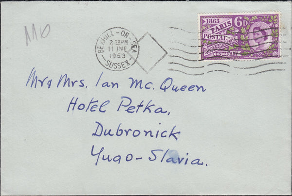 88915 - 1963 MAIL BEXHILL ON SEA TO YUGOSLAVIA. Envelope Bexhill on Sea t...