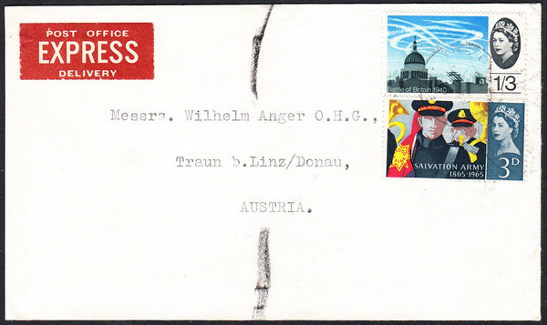 88949 - 1965? EXPRESS MAIL UK TO AUSTRIA. Envelope sent Express mail UK to Austria wit...