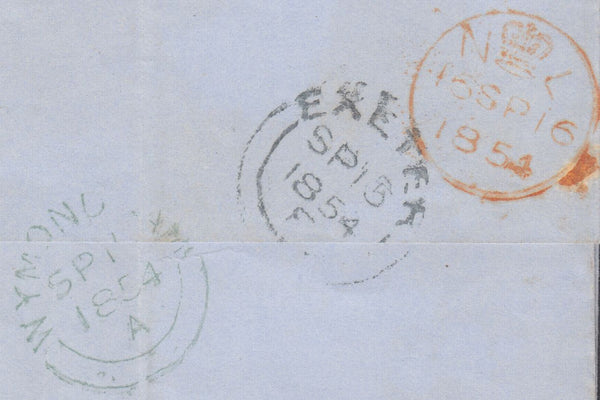89067 - PL.181 (TC)(SG17) ON COVER. 1854 letter Exeter to Wymondha...
