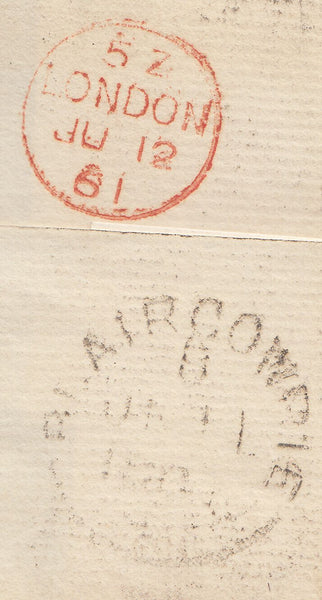 89138 - 1861 DIE 2 1D PL.64 (AA AB) (SG40) USED ON COVER. 1861 wrapper K...