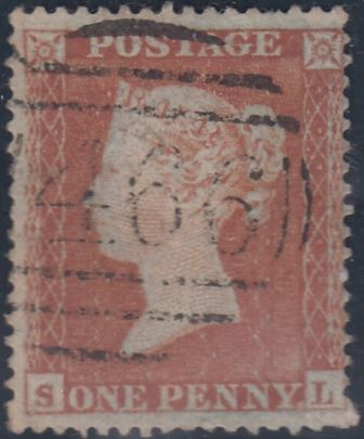 89232 - PL.163 (SL) (SG17)/'LONG STAMP'. Good used 1854 die I pl.163 le...
