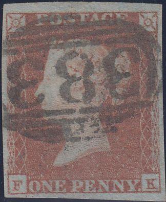 89474 - PL.89 (FK) (SG8). Good to fine used 1849 1d pl.89 ...