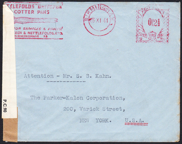 89633 - ADVERTISING/METER MARK. 1941 envelope Birmingham t...