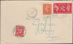 89669 - 1951 UNDERPAID MAIL TO SWITZERLAND. Envelope Londo...