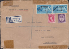 89697 1964 MAIL LONDON TO USA WITH COMMEMORATIVE/WILDING USAGE.