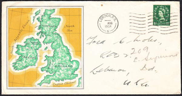 89721 - "PER S.S. QUEEN MARY" CACHET. 1954 envelope London...
