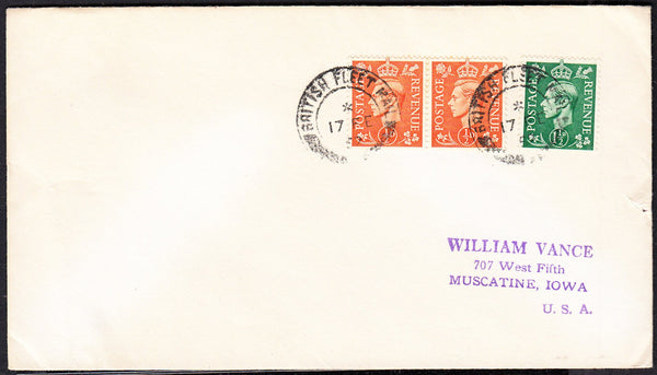 89776 - 1952 envelope to Iowa, USA with KGVI ½d pale orang...