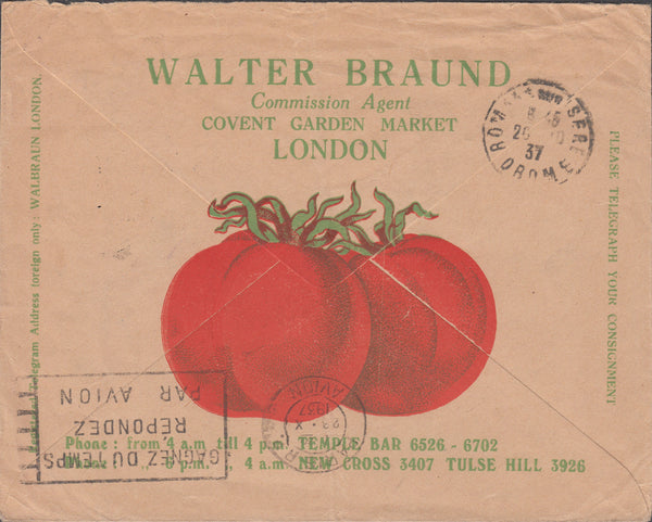 89865 - 1937 MAIL TO FRANCE/ADVERTISING. Envelope London t...