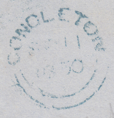 90113 BLUE '448' NUMERAL OF LEEK (STAFFS) ON COVER (SPEC B1xb).
