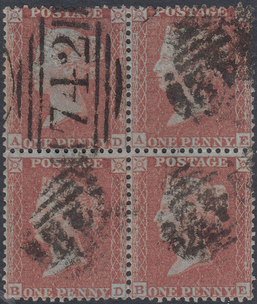 90148 - PL.7 (AD AE BD BE) USED BLOCK OF FOUR (SPEC C6). G...