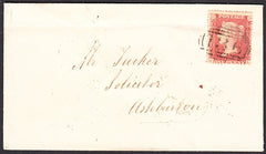 90347 1858 MAIL BRIXHAM, DEVON TO ASHBURTON 1D PL. 56 PERFORATION 16 (SG36)(CL).