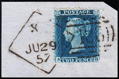 90424 - DUBLIN DIAMOND SPOON CODE X 'PAID' ERASED (RA79)/2D BLUE PL.5 (SG34)(AB).