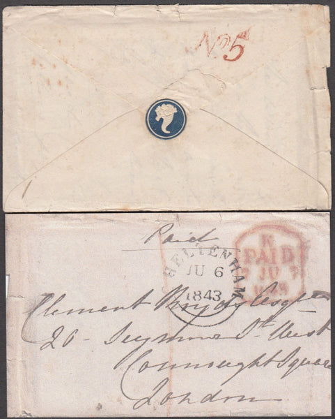 90493 - GLOS. 1843 envelope with letter Cheltenham to Lond...