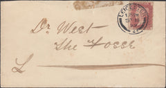 90510 - 1864 1D PL.125 (SG43)(CI) VERY LATE USAGE ON COVER IN 1899 LEICESTER LOCAL USAGE.
