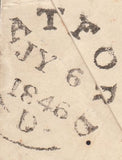 90588  1846 1D PINK ENVELOPE LONDON TO READING WITH LONDON DISTRICT OFFICE '6' NUMERAL.