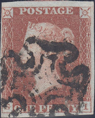 90662 - 1841 1D RED PL.10 (SG7)(GI). Good used 1841 1d red pl.10 (SG7) lettered GI, fo