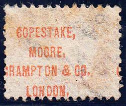 90688 "COPESTAKE, MOORE, CRAMPTON AND CO. LONDON." UNDERPRINT IN RED/½d BANTAM PL.20 (GC) (SG48 Spec.PP27).