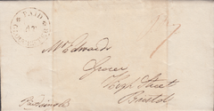 90783 1821 MAIL GLOUCESTER TO BRISTOL WITH 'PAID AT GLOUCESTER' HAND STAMP (GL406).