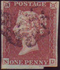 90852 - PL.15 (ND)(SG8). Good used 1841 1d pl.15 (SG8) ettered...