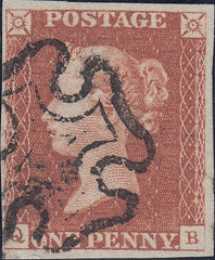 90853 - 1841 1D RED PL.8 (SG7)(QB). Fine used 1841 1d red pl. 8 (SG7) lettered QB