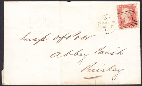 91172 - EDINBURGH DOTTED CIRCLE (RA3). 1863 envelope Edinb...