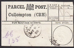 91203 - PARCEL POST LABEL/DEVON. 1908 label Cullompton (CR...