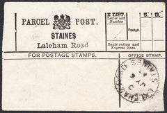 91276 - PARCEL POST LABEL/MIDDX. 1923 (?) label STAINES La...