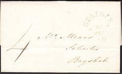 91288 - 1820 MIDDLESEX/'STAINES 19' MILEAGE MARK (MX271). Entire Egham to Bagshot dated 4th ...
