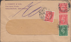 91337 - 1946 UNDERPAID MAIL WELLINGTON (SHROPS) TO SWITZERLAND.