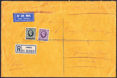 91347 - 1936 envelope sent registered air mail Cowes to Sw...