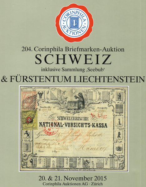 91352 - SWISS/LEICHTENSTEIN. Fine auction catalogue Corinp...