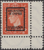 91546 - 1944 GERMAN PROPAGANDA FORGERY 'USED' SET 'LIQUIDATION OF EMPIRE BARBADOS' OVERPRINT.