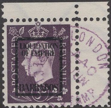 91546 - 1944 GERMAN PROPAGANDA FORGERY 'USED' SET 'LIQUIDATION OF EMPIRE BARBADOS' OVERPRINT.