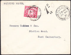 91615 - 1921 UNDERPAID MAIL ALTON TO EAST CANTERBURY.. Envelope Alton to East ...