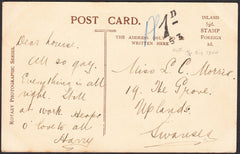 91728 - CIRCA 1903 UNPAID MAIL BATH TO SWANSEA. Undated glamour post card (circa 1903)
