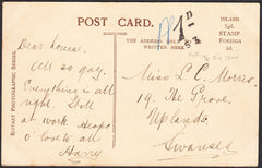 91728 - CIRCA 1903 UNPAID MAIL BATH TO SWANSEA. Undated glamour post card (circa 1903)