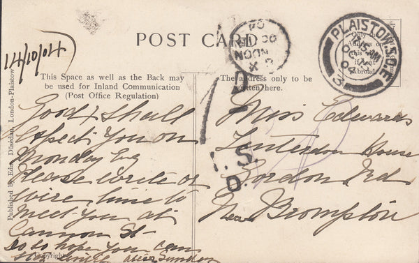 91734 - 1904 UNPAID MAIL. Post card used locally in Lon...