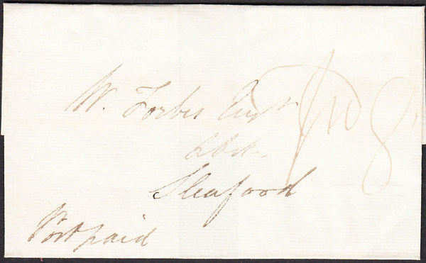 91743 - 1827 CAMBS/'CAXTON 50' MILEAGE MARK (CB71). Wrapper Caxton to Sleaford dated 3...