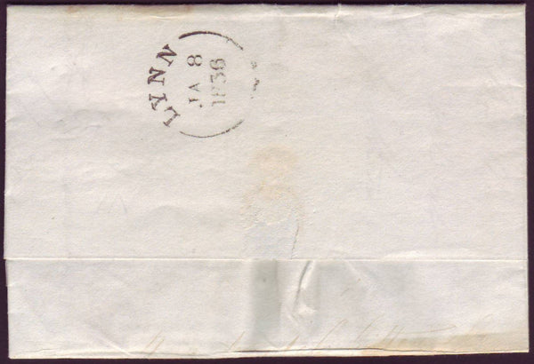 91875 - 1836 NORFOLK/'LYNN' DATE STAMP (NK253). Entire Kings Lynn to Hemingford Hun...