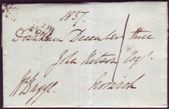 91911 - NORFOLK. 1837 letter Stradsett to Norwich dated De...