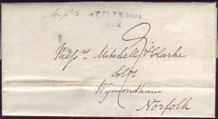 91932 - NORFOLK/MISSENT. 1829 letter London to Wymondham d...
