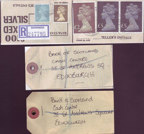 91963 - BANKERS' SPECIAL PACKET. 1984 pair of parcel tags ...