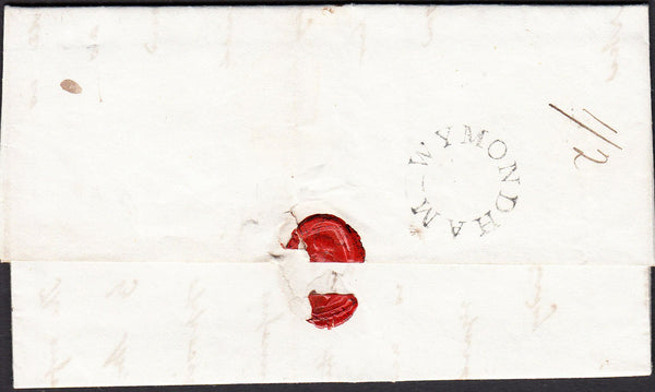 91966 - NORFOLK. 1837 entire Wymondham to Norwich dated No...