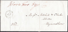 91969 - 1843 NORFOLK/MAIL HINGHAM TO WYMONDHAM/CHARGED '6'. Large envelope (240x112) Hingham to ...