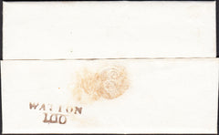 91979 - 1828 NORFOLK/'WATTON 100' MILEAGE MARK (NK447). 1828 letter Watton to Wymondham dated 28t...